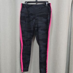Reebok Black Camo Leggings with Pink Accents